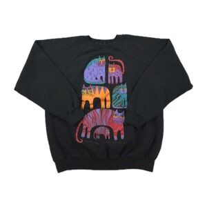 Vintage 80s Laurel Burch Fantastic Felines Cat Sweatshirt Size XL